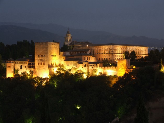 The Alhambra in Granada, Spain at night