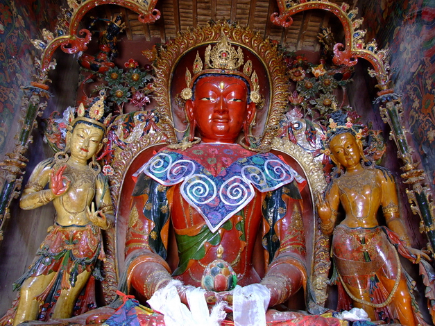 Red Buddha statue in Tibet